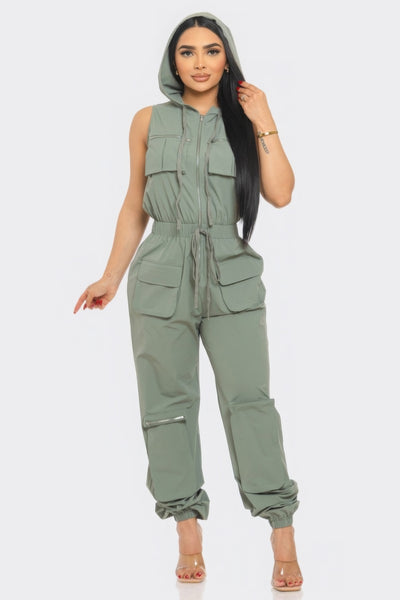 Aubrey Sleeveless Cargo Jumpsuit