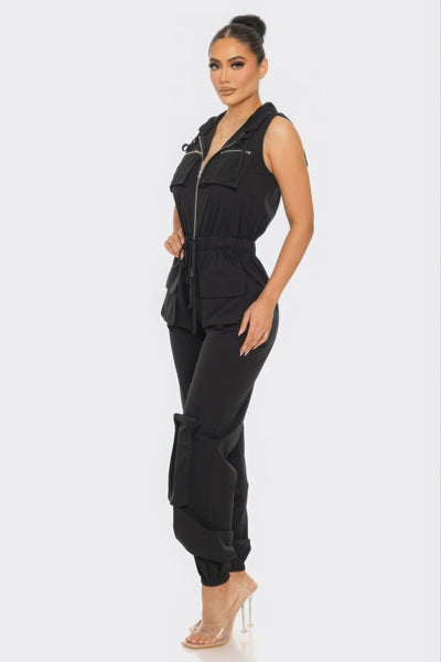 Aubrey Sleeveless Cargo Jumpsuit