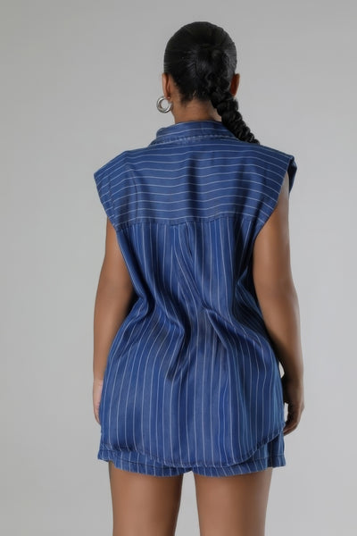 Striped Sleeveless Top & Matching Short Set